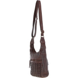 Vintage Woven Leather Crossbody Bag Brandy:  D-92