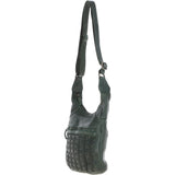 Vintage Woven Leather Crossbody Bag Green:  D-92