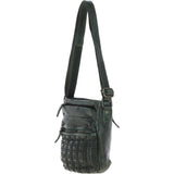 Vintage Woven Leather Crossbody Bag Green:  D-93