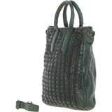 Vintage Woven Large Leather Handbag Green:  D-95