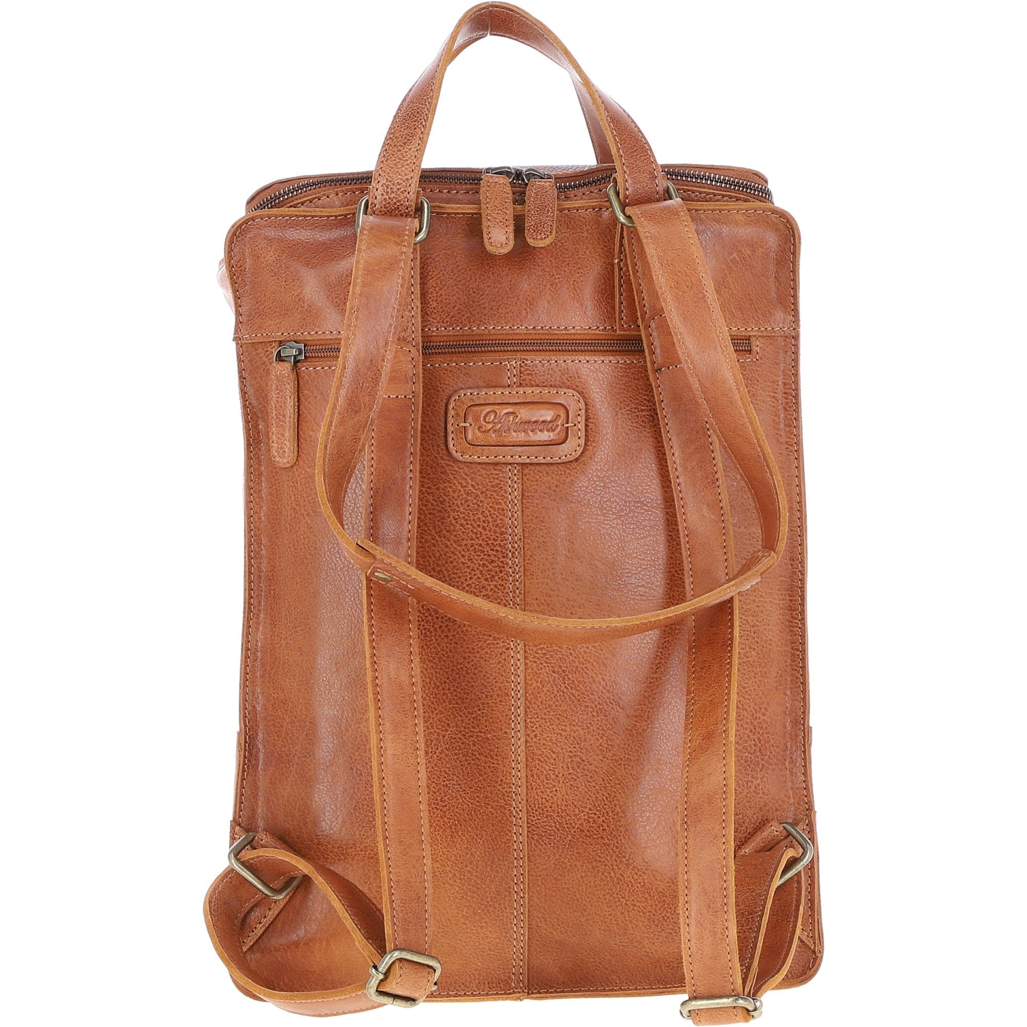 Large Waxy Leather Backpack Tan: Tommy