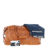 Men's Luxury Leather Weekend Holdall Tan: Austin