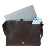 Ashwood Waxy Leather Messenger Bag Brown: David