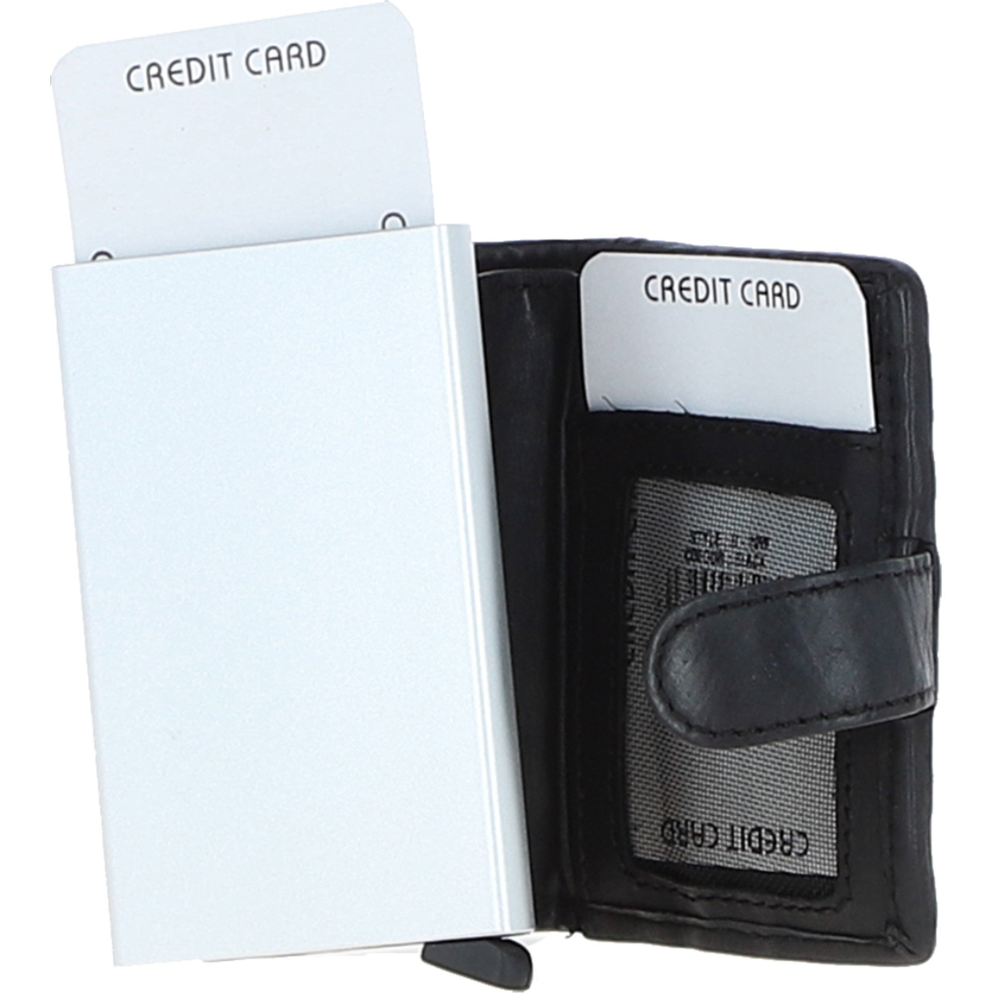 Ashwood Metal & Leather Card Wallet Black: D-10 W