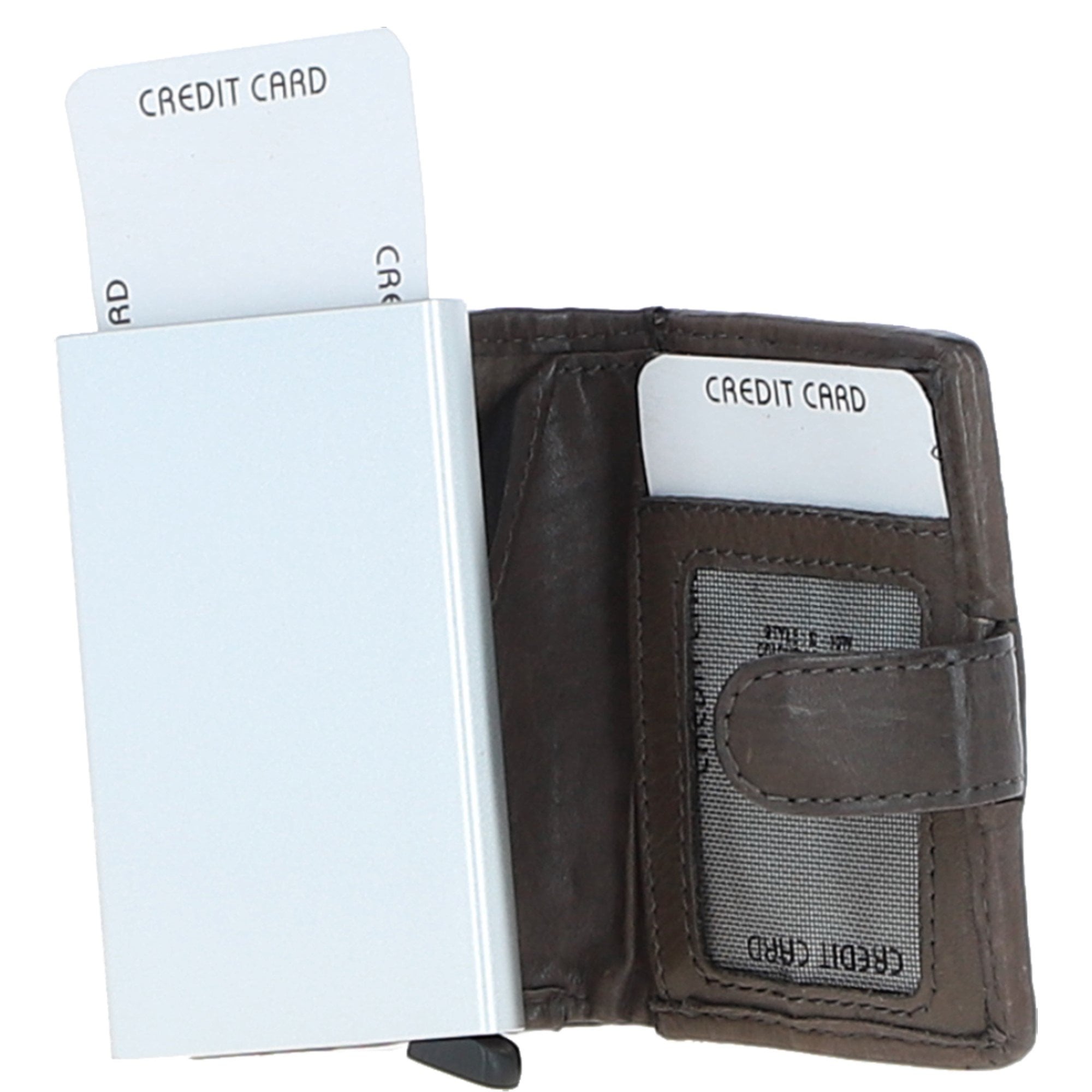Ashwood Metal & Leather Card Wallet Dark Grey: D-10 W