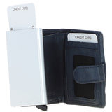 Ashwood Metal & Leather Card Wallet Navy: D-10 W