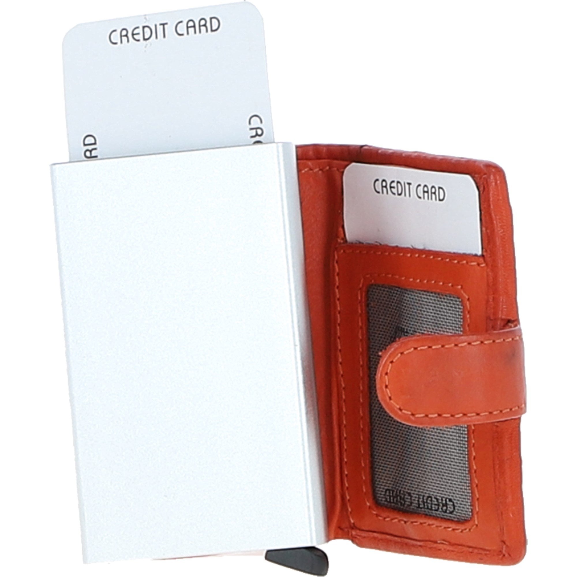 Ashwood Metal & Leather Card Wallet Orange: D-10 W