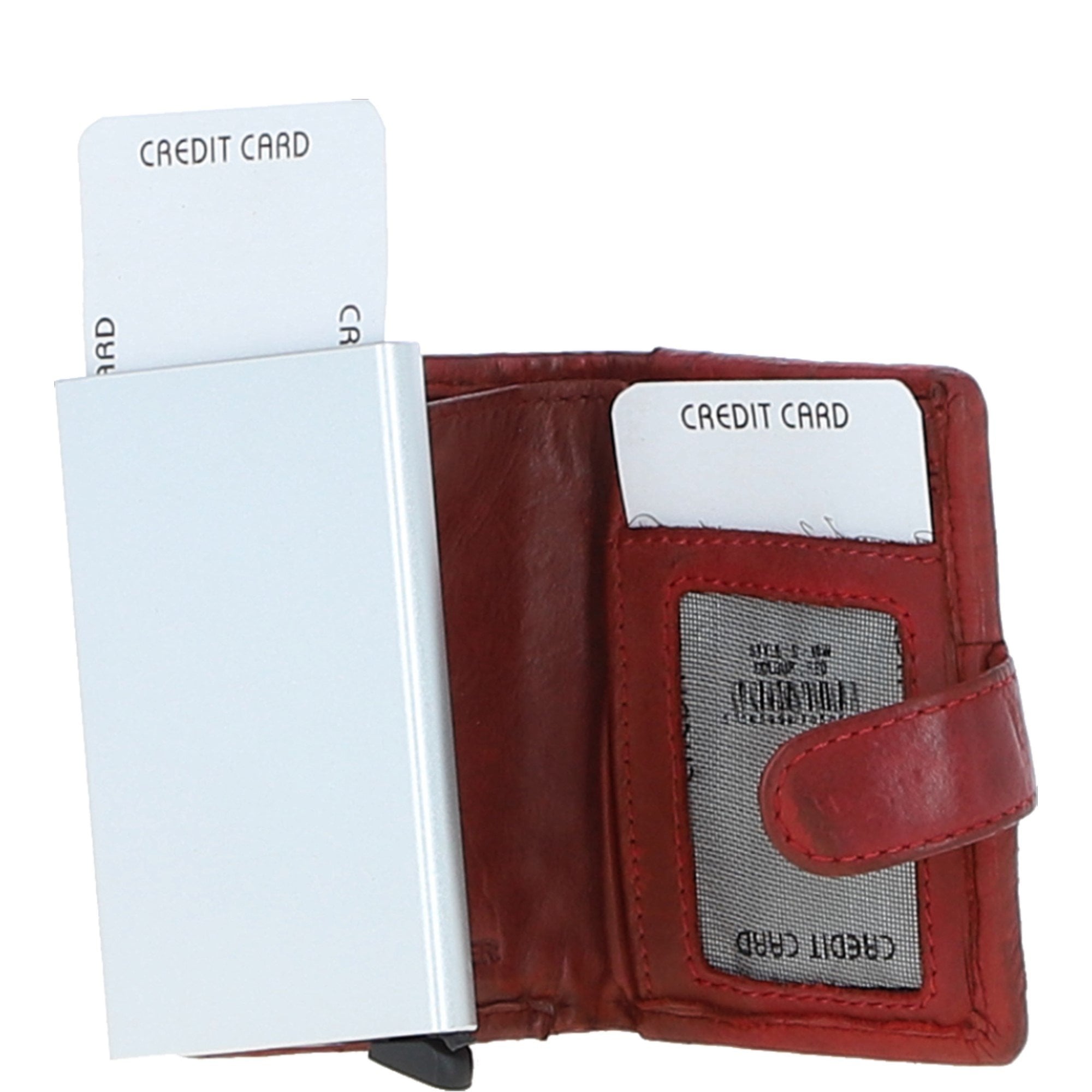 Ashwood Metal & Leather Card Wallet Red: D-10 W