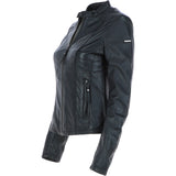Women's Leather Biker Jacket Black: Andrea