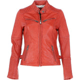 Women's Leather Biker Jacket Orange: BikeX
