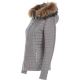 Women's Hooded Leather Jacket Grey: Venezia