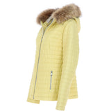 Women's Hooded Leather Jacket Yellow: Venezia