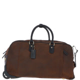 Leather Wheeled Weekend Travel Holdall Oily Brown: Adrian