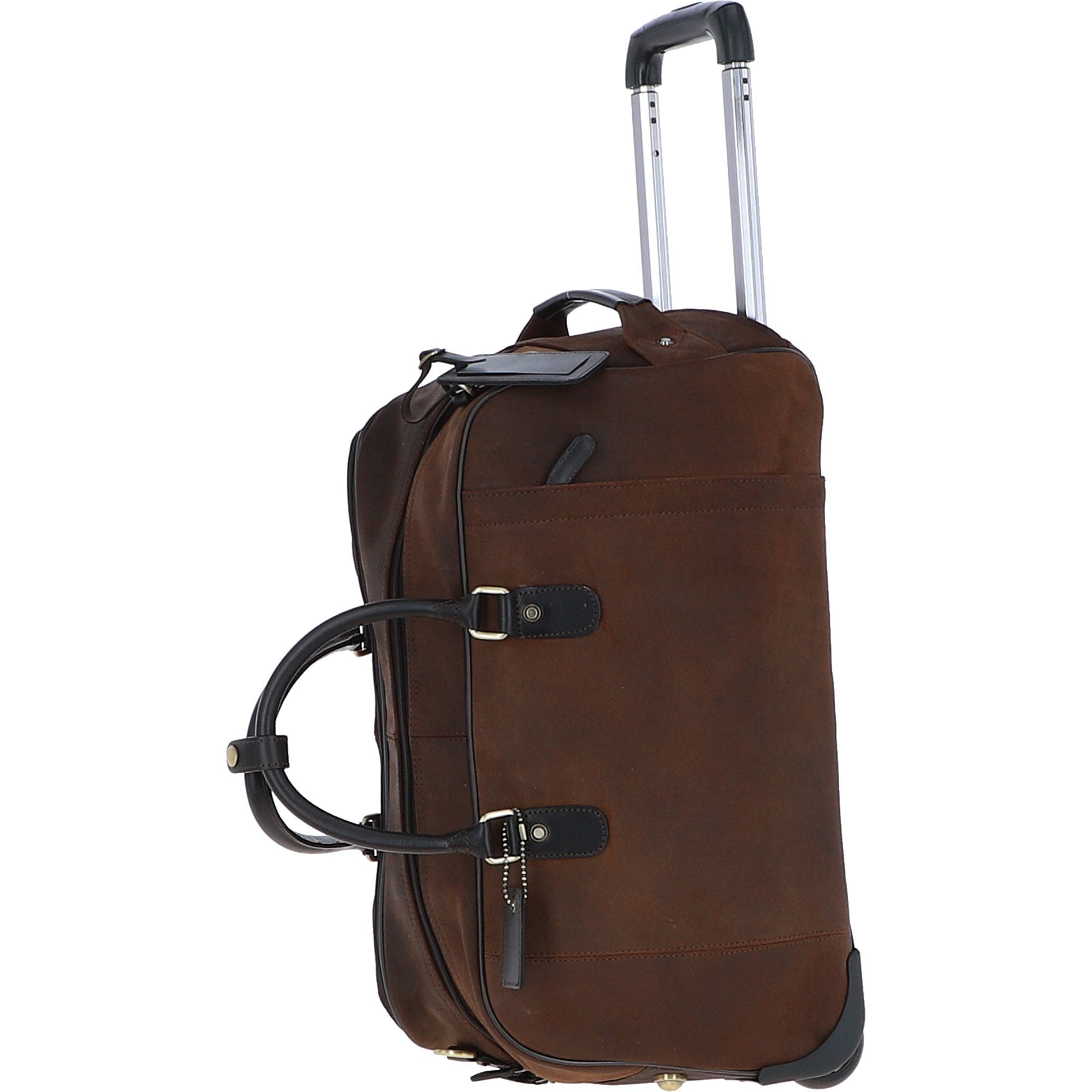 Leather Wheeled Weekend Travel Holdall Oily Brown: Adrian