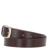 Women's Fashion Leather Belt with Gold Metal Pin Buckle Brown: LB-303