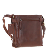 Two Section Zip Top Leather Crossbody Bag Chestnut: K-45