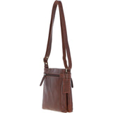 Two Section Zip Top Leather Crossbody Bag Chestnut: K-45