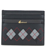 Leather Card Holder & Key Ring Gift Set Black/grey/red: GB-304-GS
