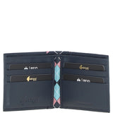 Men's Leather Wallet & Key Ring Gift Set Navy/pink/blue: GB-301-GS