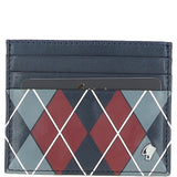 Leather Card Holder & Key Ring Gift Set Navy/grey/red: GB-302-GS