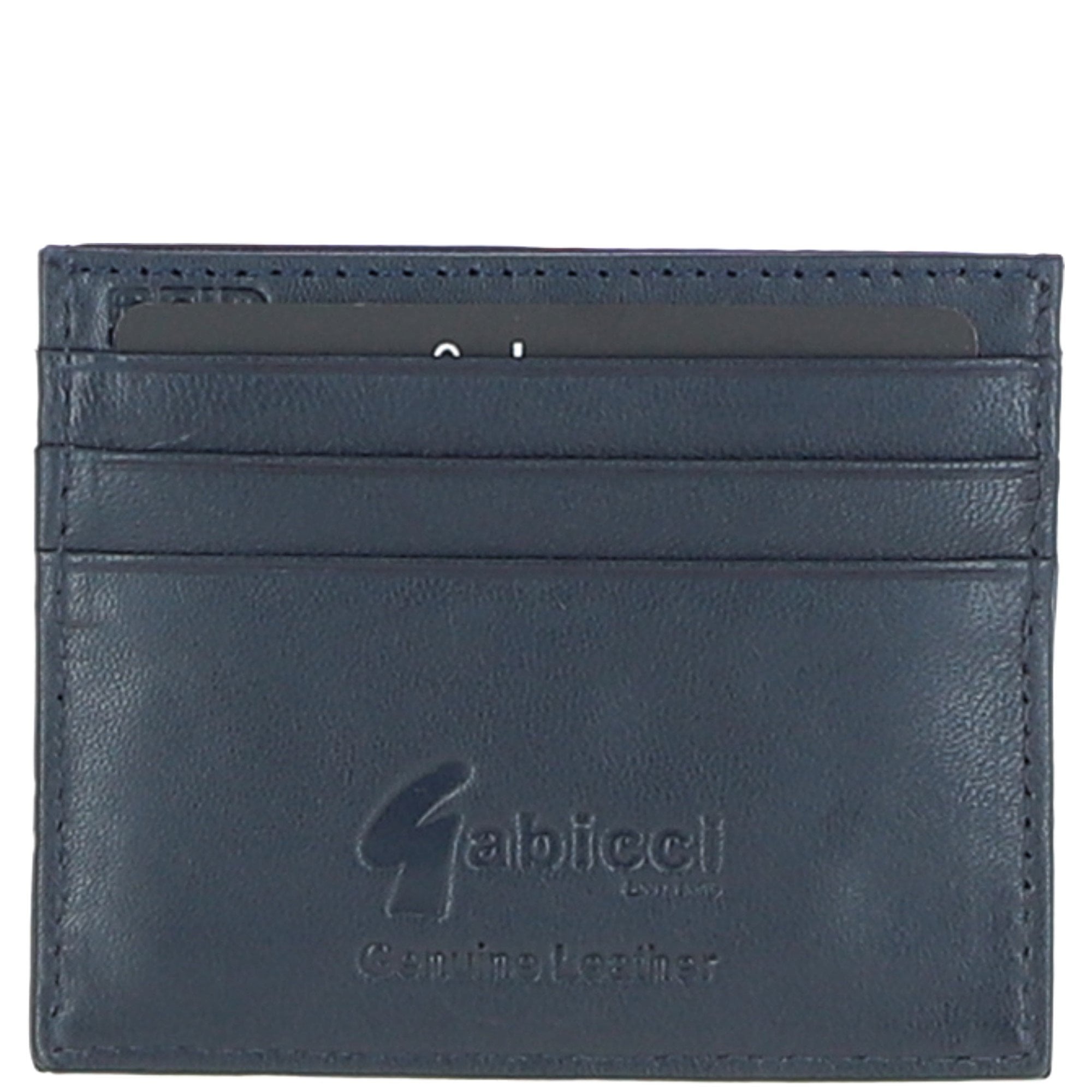 Leather Card Holder & Key Ring Gift Set Navy/grey/red: GB-302-GS