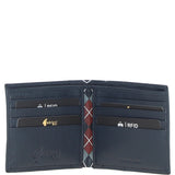 Leather Classic 8 Card Billfold Wallet Navy/grey/red: GB-156-AP