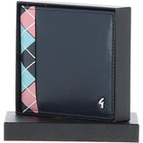 Leather Classic 8 Card Billfold Wallet Navy/pink/blue: GB-156-AP
