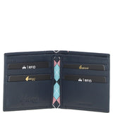 Leather Classic 8 Card Billfold Wallet Navy/pink/blue: GB-156-AP