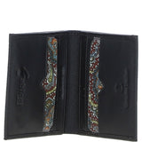 Small Leather 6 Card Billfold Wallet Black/grey: GB-125-IS