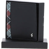 Leather 4 Card Billfold Wallet Black/grey/red: GB-145-AP