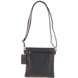 Two Section Zip Top Leather Crossbody Bag Brown: K-45