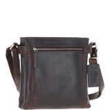 Two Section Zip Top Leather Crossbody Bag Brown: K-45