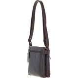 Two Section Zip Top Leather Crossbody Bag Brown: K-45