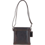 Two Section Zip Top Leather Crossbody Bag Brown: K-45
