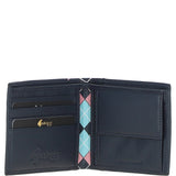 Leather 4 Card Billfold Wallet Navy/pink/blue: GB-145-AP