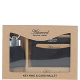 Men's Leather Card Holder & Key Ring Gift Set Black: GS-1234