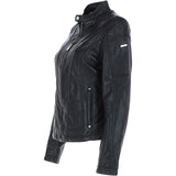 Ladies Leather Fashion Biker Jacket Black: Victoria