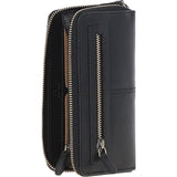 8 Card Zip Around RFID Protected Large Leather Purse Black: T-90