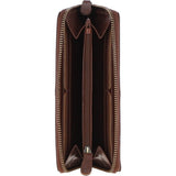 8 Card Zip Around RFID Protected Large Leather Purse Chestnut: T-90