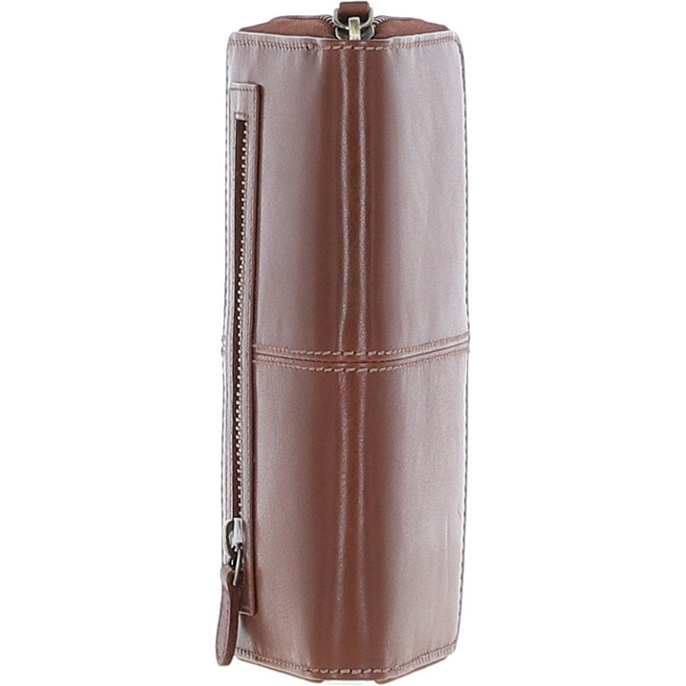 8 Card Zip Around RFID Protected Large Leather Purse Chestnut: T-90
