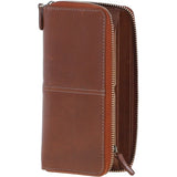 8 Card Zip Around RFID Protected Large Leather Purse Honey: T-90