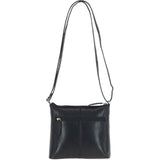 Zip Top Leather Crossbody Bag Black: T-89