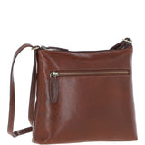 Zip Top Leather Crossbody Bag Chestnut: T-89