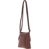 Zip Top Leather Crossbody Bag Chestnut: T-89
