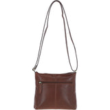 Zip Top Leather Crossbody Bag Chestnut: T-89