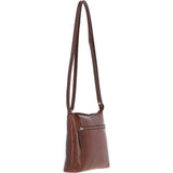 Zip Top Leather Crossbody Bag Chestnut: T-89