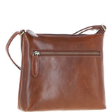 Zip Top Leather Crossbody Bag Honey: T-89