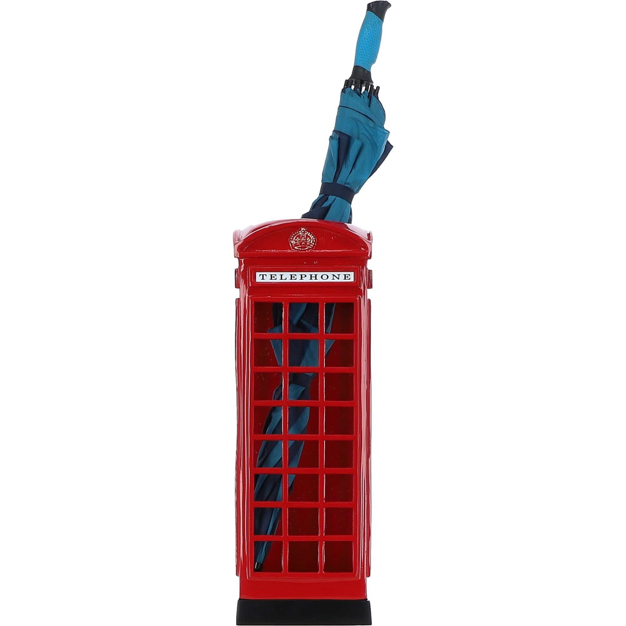 Traditional English London Phone Box Umbrella Holder Red Metallic Stand: DI-6783