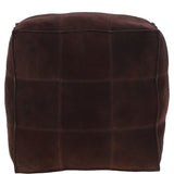 Suede Leather Square Boho Pouffe Brown: AGC-04