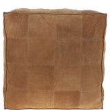 Suede Leather Square Boho Pouffe Camel: AGC-06
